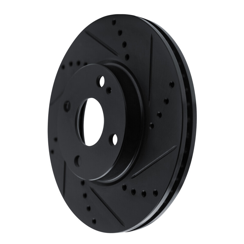 Mazda 2 Brake Rotor (1) - Front Right - R1 Concepts - Drilled & Slotted - Black - `16-`25